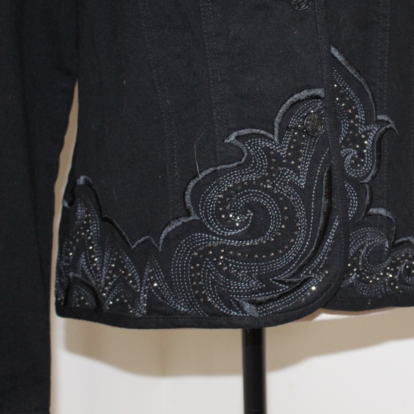 Chico's ,  Denim Dazzle Rowena  jacket black size 1 - Picture 9 of 9